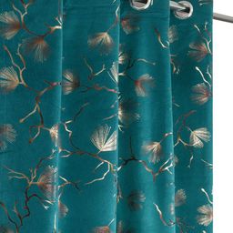 Aura Teal & Gold-Toned Floral Printed Velvet Long Door Curtain-picture-36