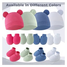 Bembika CottonSolid Cap With Coordinating Pair Of Mittens & Booties Set - White image 5