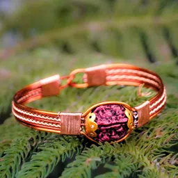 Japam Unisex Brass Copper-Plated Authentic Amethyst Mystic Wraparound Bracelet-18