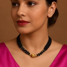 NINAMAAYRA Gold-Plated Artificial Stones & Beads Mani Mala Thushi Mangalsutra-image-22
