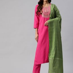 Yuris Women Ethnic Motifs Regular Sequinned Kurta with Trousers & Dupatta-image-83