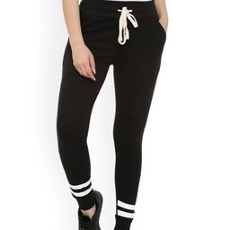 Campus Sutra Women's Black Striped Joggers-image-0