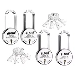 ALONE LOCKS 50 mm Steel Chrome 8 Same Keys Door Double Locking Padlock (Pack of 4)-25