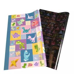 eVincE - thoughtful PRESENTations DINO04CARS01_5X2  Fun 2 Design Large Sheet For Kids Adult Girl Boy All Ages Easy to Use For Diwali Xmas Birthday & More with Assorted Envelopes 70 x 50 cm Gift Wrapping Paper (Pack of 10 Piece)-19