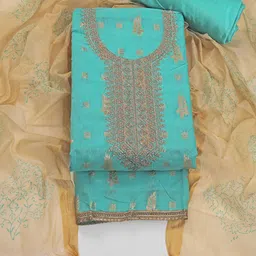 ASISA Floral Woven Design Zari Chanderi Silk Unstitched Dress Material-image-31