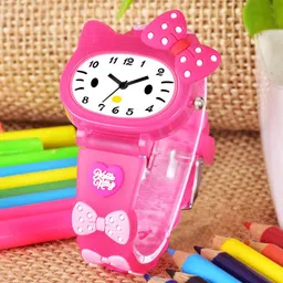 Shocknshop Girls Printed Dial & Straps Analogue Watch 339 DarkPink Kitty-18