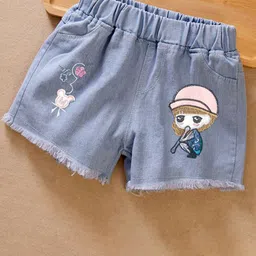 YK Girls Embroidered Regular Fit Denim Shorts-image-99