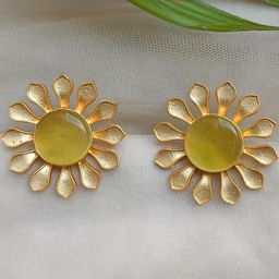 FindHerFavorite Gold-Plated Artificial Stones Studded Floral Studs-39