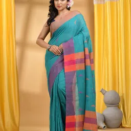 DESH BIDESH Woven Design Cotton Taant Saree With Unstitched Blouse Piece-image-96