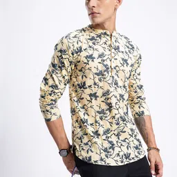 Anouk Rustic Band Collar Floral Printed Roll-Up Sleeves Kurta-image-98