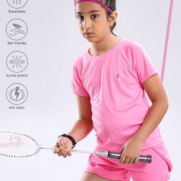 Pine Active Lycra T-shirt and Shorts Set HD Print - Pink-picture-21