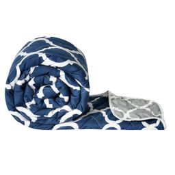 Divine Casa Ultra Soft Microfiber Polyester Reversible Double Bed Comforter Abstract Print - Blue Grey-image-6