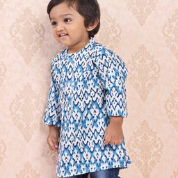 Babyhug Full Sleeves Cotton Kurta Printed- Indigo-image-34