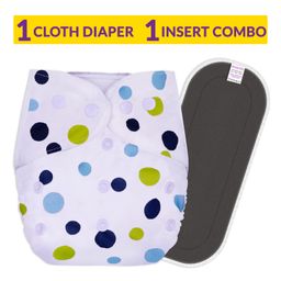 Bembika Reusable Cloth Diaper With Insert  White & Green-2