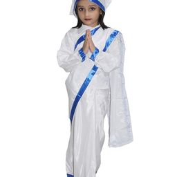Kaku Fancy Dresses Mother Teresa National Hero Freedom Fighter Republic Day & Independence Day Theme Costume Set - White-image-18