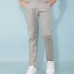 CRIMSOUNE CLUB Cotton Textured Trousers - Grey-image-95