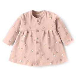 Pink Rabbit Interlock Knit Full Sleeves Frock With Bunny Print - Brown-image-28