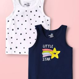 Doodle Poodle 100% Cotton Single Jersey Knit Sleeveless Vests With Star Theme Pack of 2- White & Black-image-46