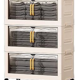 House of Quirk With Multi Layer Plastic Storage Cabinet 3 Layer Foldable Storage Box with Lid-picture-30