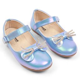Cute Walk by Babyhug Velcro Closure Ballerina with Bow Applique - Blue-picture-44