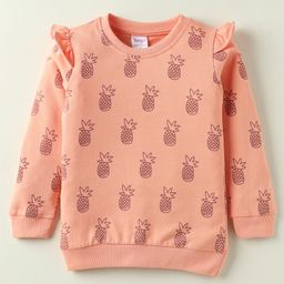 Tango Looper Knit Full Sleeves T-Shirt with Pineapple Print - Coral-picture-22