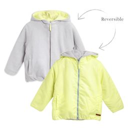 Cherry Crumble By Nitt Hyman Woven Full Sleeves Textured Light Winter Hooded Reversible Jacket - Yellow-picture-17