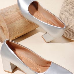 Denill Women Silver Block Heel Pumps-picture-14