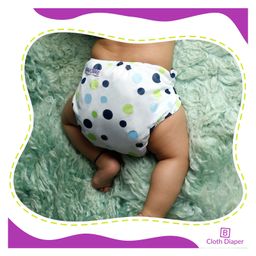 Bembika Reusable Cloth Diaper With Insert  White & Green image 2