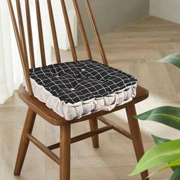 Kuber Industries Brown & Grey 4 Pieces Checked Cotton Chair Pads-image-42