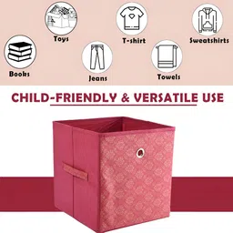 Aura Storage Box Grey And Red 2 Pieces Floral Printed Foldable Square Drawer Organizer image 2