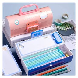 Toyshine Pencil Box with Code Lock Pen Case Large Capacity Multi Layer Multi Function Storage Bag Secret Compartment Pencil Box Dino - Multicolor image 5
