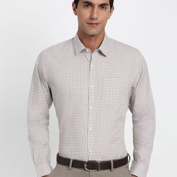 Peter England Checked Spread Collar Formal Shirt-image-53