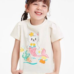 LULU & SKY Girls Printed Extended Sleeves Pure Cotton Pockets T-shirt-image-78