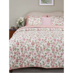 Maspar Pink Floral Bedding Quilt, Bedsheet, Pillow & Cushion Covers (King)-picture-8