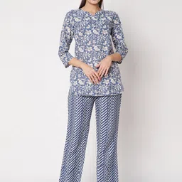 CORSICA Floral Printed Cotton V-Neck Tunic With Trousers Co-Ords-picture-13