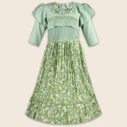 Wish Karo Girls Floral Printed Satin Fit & Flare Dress-image-58
