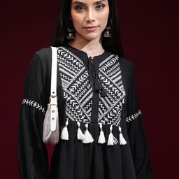 Vishudh Women Embroidered Gathered Detailed A-Line Top-image-83