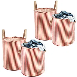 Kuber Industries Maroon & White 4-Pieces Striped Cotton Laundry Bags-6