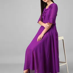 Raabta Fashion Women Bell Sleeve Fit & Flare Maxi Dress-picture-44
