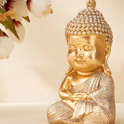 Home Centre Corsica Tranquil GoldToned Buddha Idol Showpiece-image-92