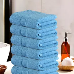 Kuber Industries Blue 6 Pieces Cotton 225 GSM Anti Bacterial Face Towels-image-66