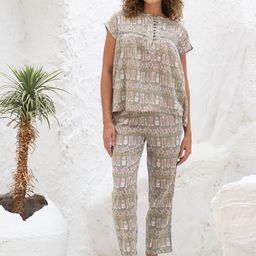 SANSKRUTIHOMES Printed Pure Cotton Top & Trousers Co-Ords-image-54