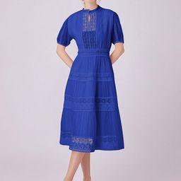 JC Collection Puff Sleeves Schiffli Fit & Flare Midi Dress-image-6