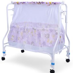 Babyhug Cozy Nest Cradle With Mosquito Net - Purple-1