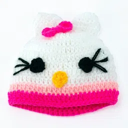 Knits & Knots Cap With Bow Applique - White & Pink-picture-15
