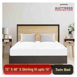 Mattress Protector Water Proof Breathable Stretchable Fitted 72 x 48 Inch for Twin Bed Divan Bed with Elastic Strap Water Resistant Ultra Soft Hypoallergenic Bed Cover - White-image-61