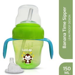 LuvLap Banana Time Sipper with Spout and Straw Green - 150 ml-4