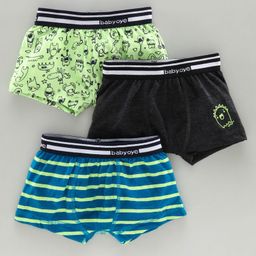 Babyoye Cotton Blend Briefs Monster Print Pack of 3 - Green Blue-image-11
