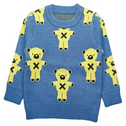 Kookie Kids Full Sleeves Pullover Sweater Teddy Design - Blue-picture-38
