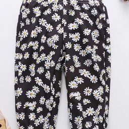 Kookie Kids Full Length Harem Pant Floral Print - Black-image-44